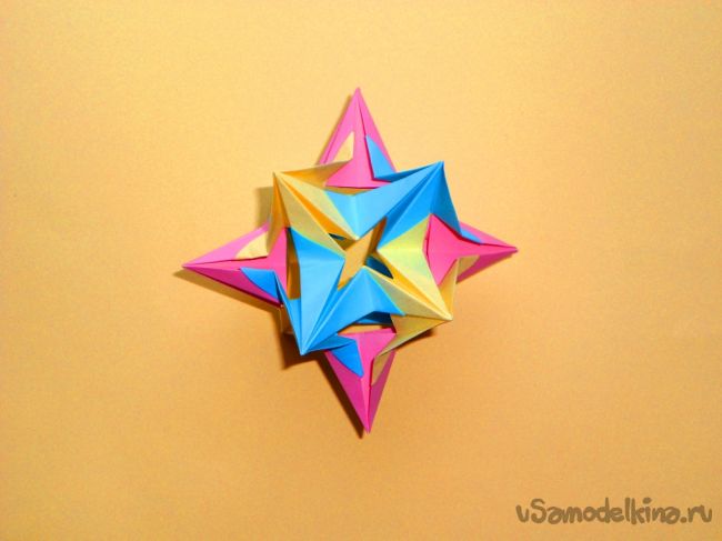 Оригами кусудама звезда Модульное оригами из бумаги