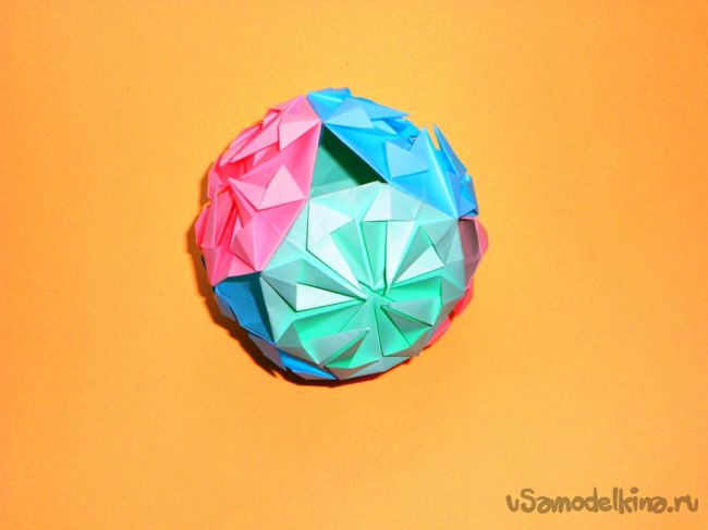 Кусудама шар из бумаги Новогодние поделки оригами