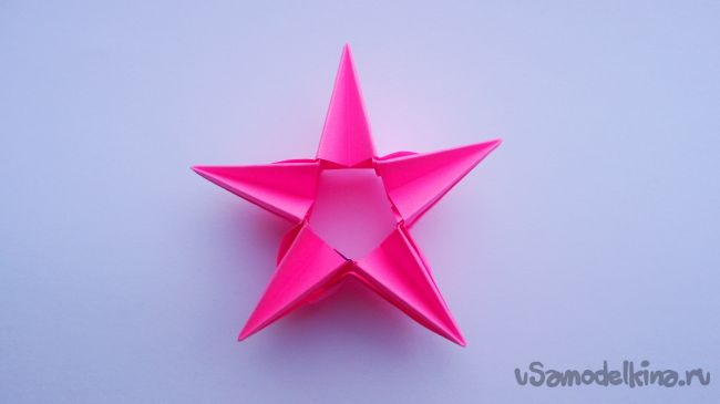 Новогодняя оригами звезда на ёлку из бумаги